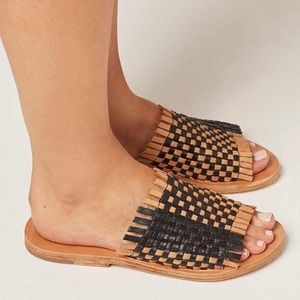 LSPACE Sandals Womens Size 7 Breaking Waves Woven Tan Leather Boho Beachy